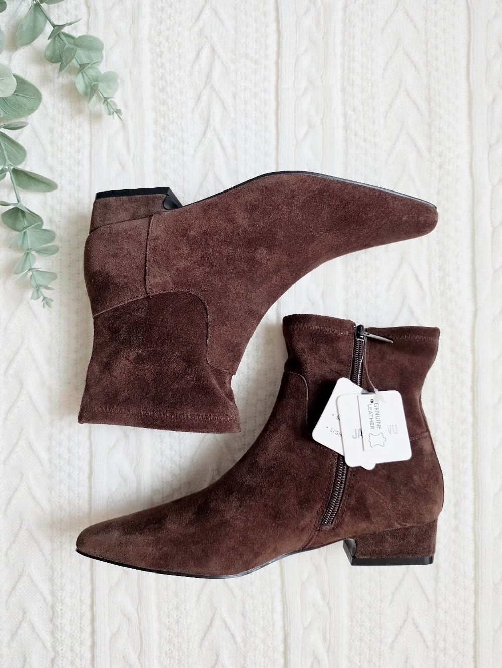 Jason Wu Genuine Leather Suede Booties Clip Pointed Toe Zipper Brown NWT 8.5 - Picture 17 of 17